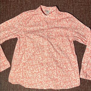Croft & Barrow pink/white printed button down collared long sleeve blouse coral